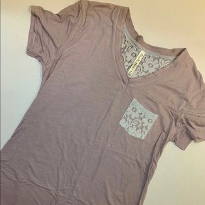 Lilac Lavender Purple Lace Vneck Top